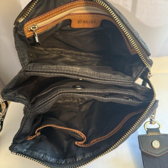 MZ WALLACE Pippa Black Quilted Zip Crossbody Bag Purse 3 Adjustable Straps - Picture 7 of 16